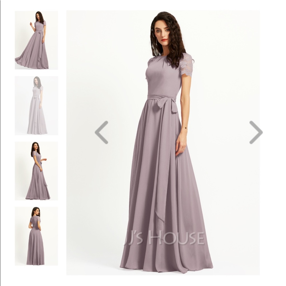 NEW - A-line scoop neck lace sleeve floor length dress